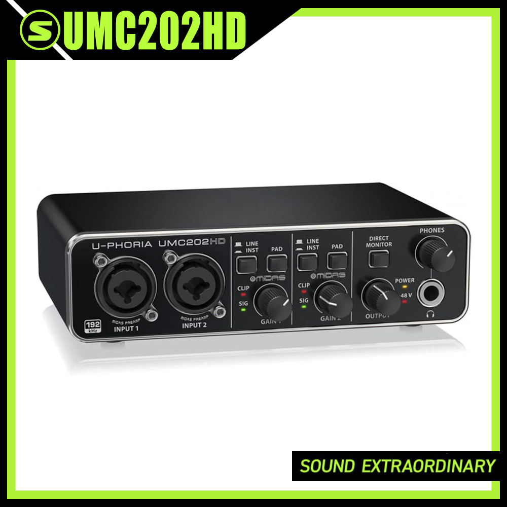 Usb Sound Card External - UMC202HD Microphone Amplifier Live Recording External