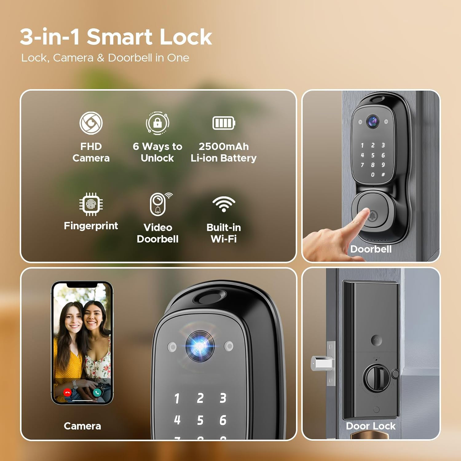 Tuya Wifi Smart Door Lock ‎Cam - огляд і ціна Electronics & Gadgets Charging Gocable 8 In 1 Edc 100W Cable